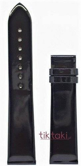 Pasek Tissot T610014624 XL do zegarka Tissot Bellflhour T11142551 , T11152551 , T11132551 / Czarny lakier / 18 mm