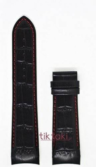 Pasek Tissot T610031878 do zegarka Tissot Couturier  T0354391605100 ,  T0356171605100 /Czarny z czerwonym przeszyciem / 23 mm
