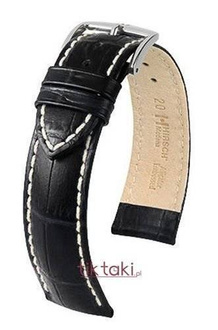 Pasek Hirsch do zegarka Modena L 24 mm /Czarny 10302850-2-24