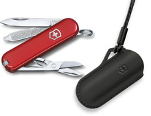 Scyzoryk Victorinox Classic SD, czerwony w zestawie ze skórzanym etui 0.6223.G3