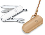 Scyzoryk Victorinox Classic SD, biały w zestawie ze skórzanym etui 0.6223.7G49